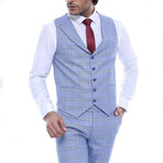 Leonel Slimfit Plaid 3-Piece Suit // Light Blue (Euro: 50)