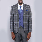 Darius Slimfit Plaid 3-Piece Vested Suit // Smoked (Euro: 56)