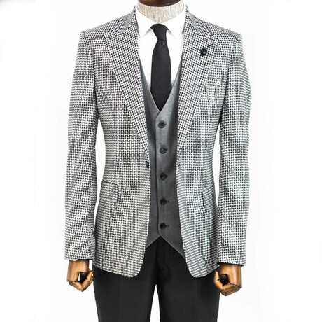 Kyler Slimfit Plaid 3-Piece Suit // Gray (Euro: 42)