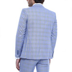 Leonel Slimfit Plaid 3-Piece Suit // Light Blue (Euro: 50)