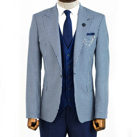 Rodolfo Slimfit Plaid 3-Piece Suit // Light Blue (Euro: 42)