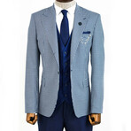 Rodolfo Slimfit Plaid 3-Piece Suit // Light Blue (Euro: 52)