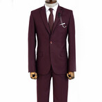 Derrick Slimfit Plain 2-Piece Suit // Burgundy (Euro: 54)