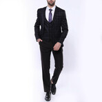 Colby Slimfit Plaid 3-Piece Suit // Black (Euro: 50)