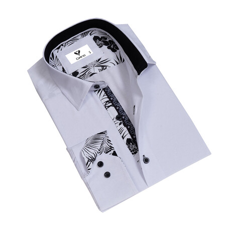 7676 Reversible Cuff Button-Down Shirt // White (S)