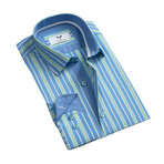 8126 Reversible Cuff Button-Down Shirt // Blue + Green (XL)