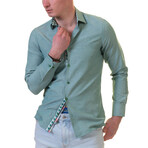 7674 Reversible Cuff Button-Down Shirt // Green (3XL)