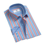 8125 Reversible Cuff Button-Down Shirt // Blue + Red (S)