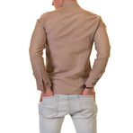 7684 Reversible Cuff Button-Down Shirt // Light Brown (3XL)
