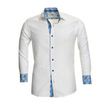Hayden Swirl Reversible Cuff Button-Down Shirt // White (S)