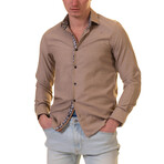 Abram Reversible Cuff Button-Down Shirt // Light Brown (L)