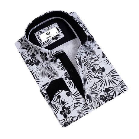 Roderick Reversible Cuff Button-Down Shirt // White + Black (S)