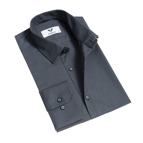 7803 Reversible Cuff Button-Down Shirt // Dark Gray (S)