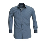 7890 Reversible Cuff Button-Down Shirt // Denim Blue (XL)