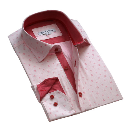 Conrad Floral Reversible Cuff Button-Down Shirt // Light Pink (S)