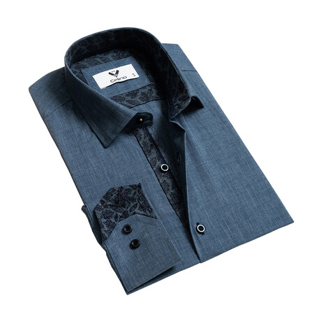 7890 Reversible Cuff Button-Down Shirt // Denim Blue (S)
