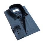 7890 Reversible Cuff Button-Down Shirt // Denim Blue (L)