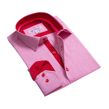 Reese Celino // Reversible Cuff Button-Down Shirt // Pink + Red (S)