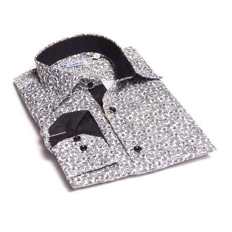 Graham Reversible Cuff Button-Down Shirt // White + Dark Gray (S)