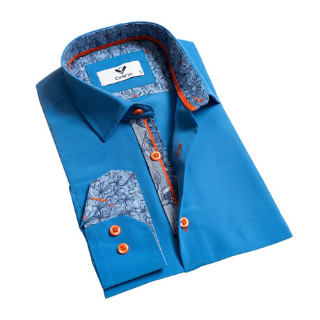 Maximo Reversible Cuff Button-Down Shirt // Medium Blue (L)