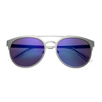 Mensa Polarized Sunglasses // Silver Frame + Blue Lens
