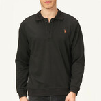 Quarter Button Up Sweatshirt // Black (S)