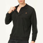 Quarter Button Up Sweatshirt // Black (S)