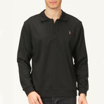 Quarter Button Up Sweatshirt // Black (S)