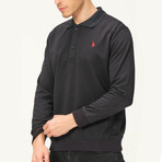 Quarter Button Up Sweatshirt // Dark Blue (S)