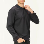 Quarter Button Up Sweatshirt // Dark Blue (S)