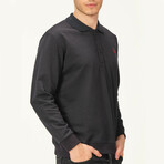 Quarter Button Up Sweatshirt // Dark Blue (S)