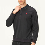 Quarter Button Up Sweatshirt // Dark Blue (S)