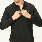 Quarter Button Up Sweatshirt // Black (S)