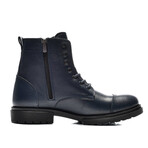 Men's Side-Zip Leather Boots // Navy Blue (Size 43)