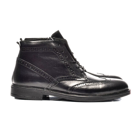 Men's Lace-Up Leather Boots // Glossy Black (Size 40)