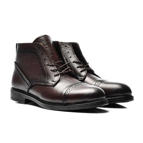 Men's Lace-Up Leather Boots // Chocolate (Size 40)