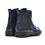 Men's Side-Zip Leather Boots // Navy Blue (Size 40)