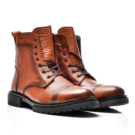 Men's Side-Zip Leather Boots // Tobacco (Size 40)