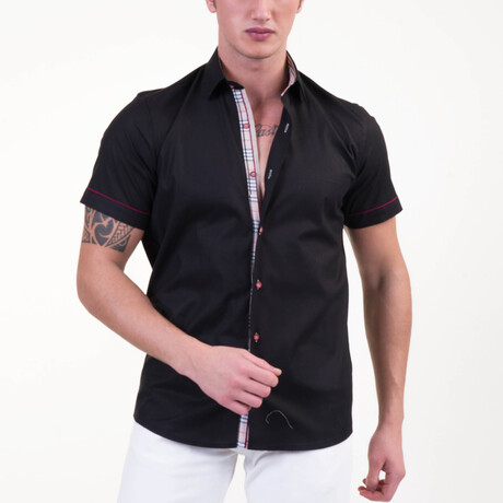 Short Sleeve Button Up Shirt // Jet Black (S)