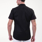 Short Sleeve Button Up Shirt // Jet Black (5XL)