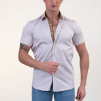 Short Sleeve Button Up Shirt // Bright White + Yellow (L)