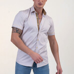 Short Sleeve Button Up Shirt // Bright White + Yellow (5XL)