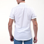 Short Sleeve Button Up Shirt // Bright White + Blue (4XL)