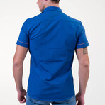 Short Sleeve Button Up Shirt // Royal Blue (4XL)