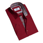 Short Sleeve Button Up Shirt // Maroon Red + Nova Print (3XL)