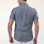 Short Sleeve Button Up Shirt // Gray + Purple (3XL)