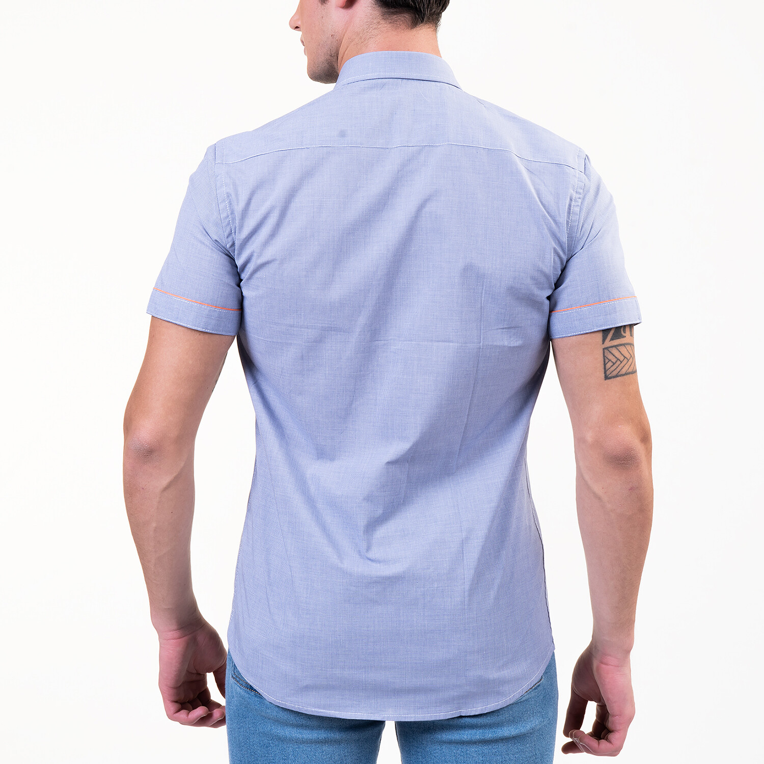 Short Sleeve Button Up Shirt // Light Blue + Orange (2XL) - Celino ...