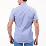 Short Sleeve Button Up Shirt // Light Blue + Orange (S)