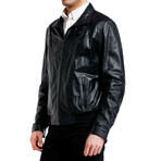 Antonia Leather Jacket // Dark Blue (M)