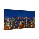 Shanghai Night Print on Wrapped Canvas (6"H x 12"W x 1.5"D)